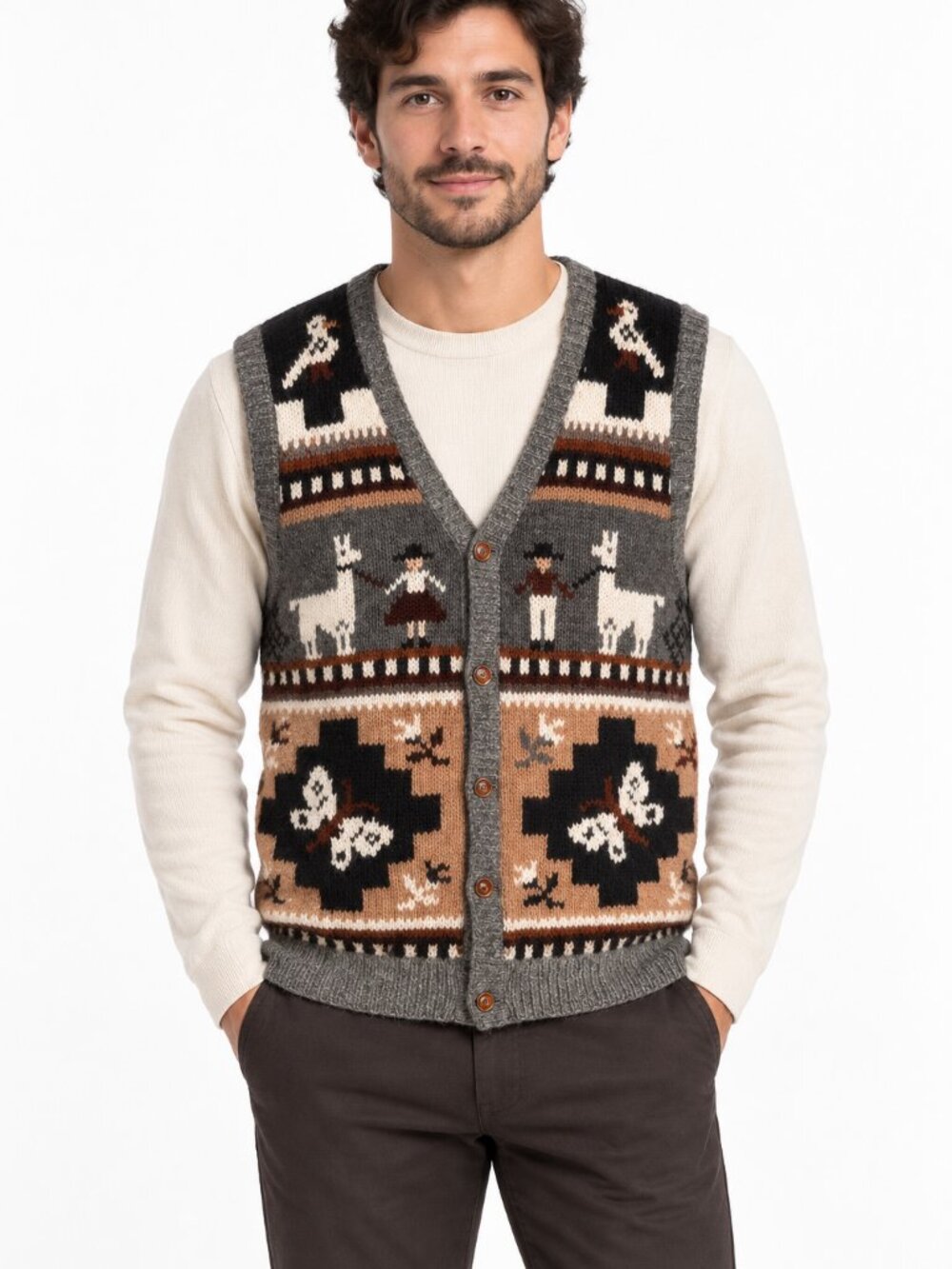 Vintage 100% Alpaca Knit Vest Made in Peru